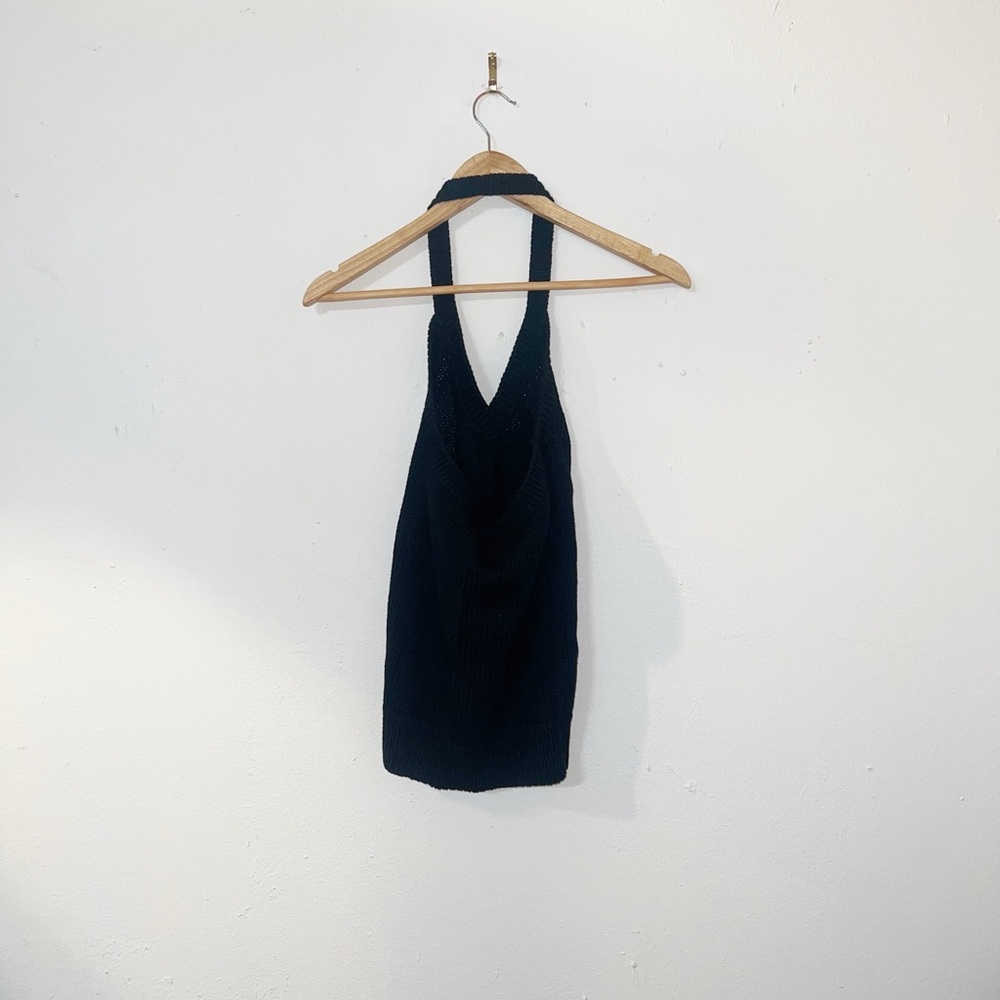 Old Navy black 100% cotton knit sweater Y2K halter top - Picture 9 of 9